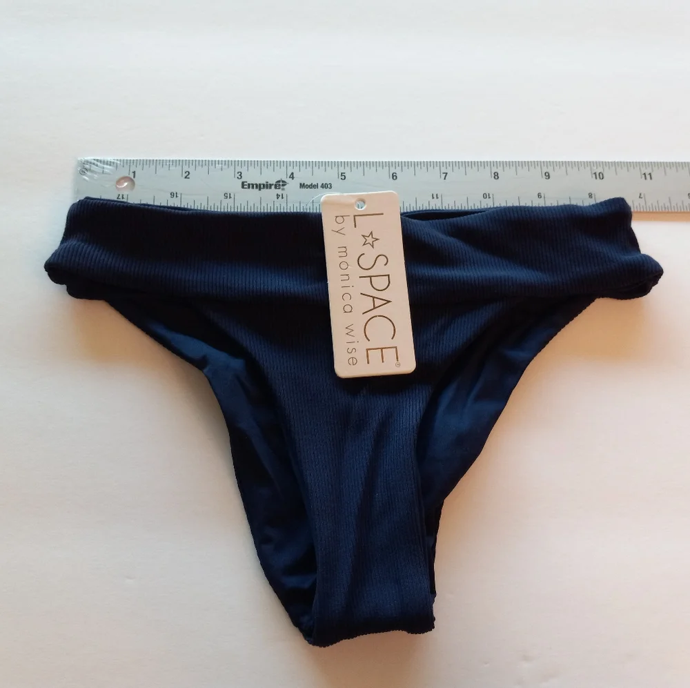 L*Space Veronica Classic Ribbed Swim Bottoms in Midnight Blue